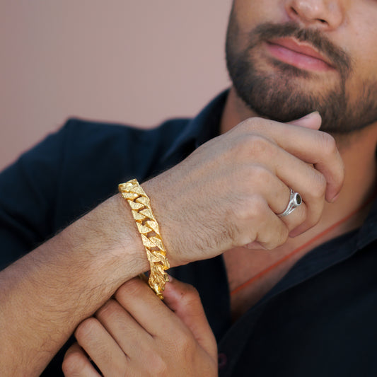 Brass Coated Wrist Band Bracelet for Men