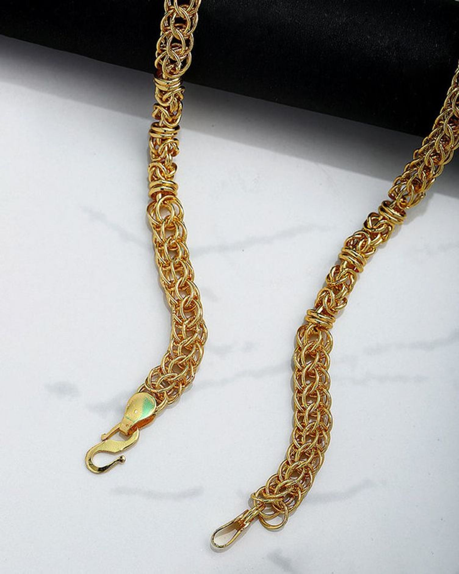 High Yellow Gold Plated Necklace ,Brass Chain for Men or women Jewelry