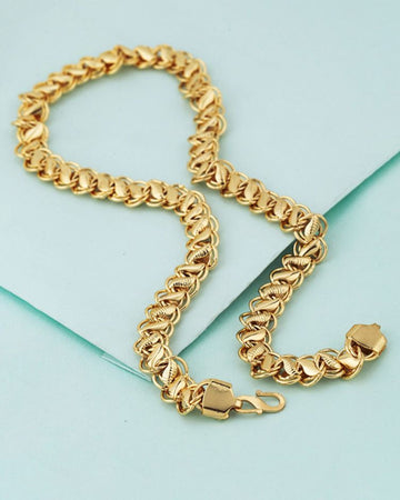 High Yellow Gold Plated Necklace ,Brass Chain for Men or women Jewelry