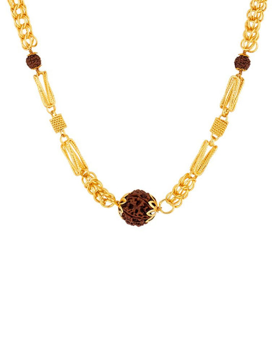 Gold chain with rudraksha beads for men