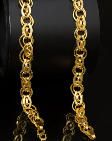 High Yellow Gold Plated Necklace ,Brass Chain for Men or women Jewelry