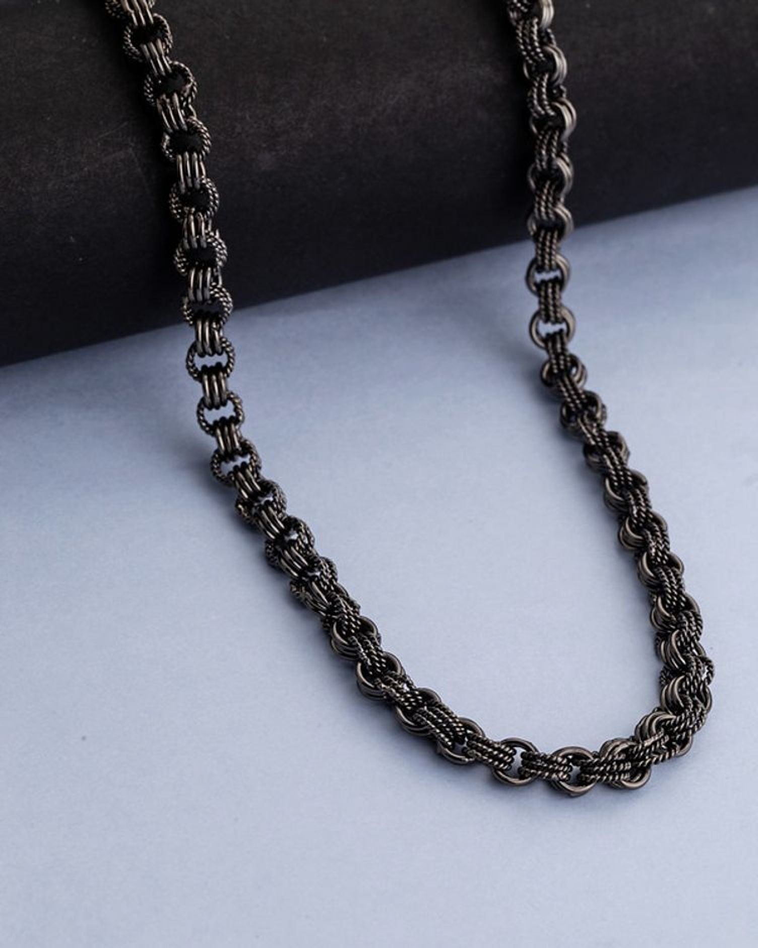 Black Silver Chain For Boys Rope Chain Neck Chain For Men Boys Stylish Chain Silver Plated Stainless Steel Chain