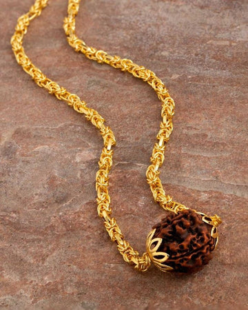 Gold Plated chain with rudraksha bead