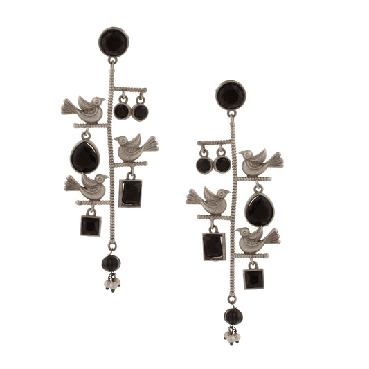 BLACK ARTIFICAL STONE  EARRING