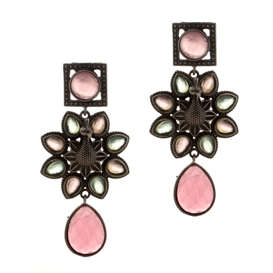 Pink Color Premium Oxidised Earrings