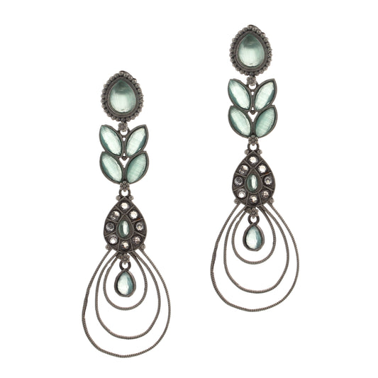 Women  Silver Look Alike Long Earring