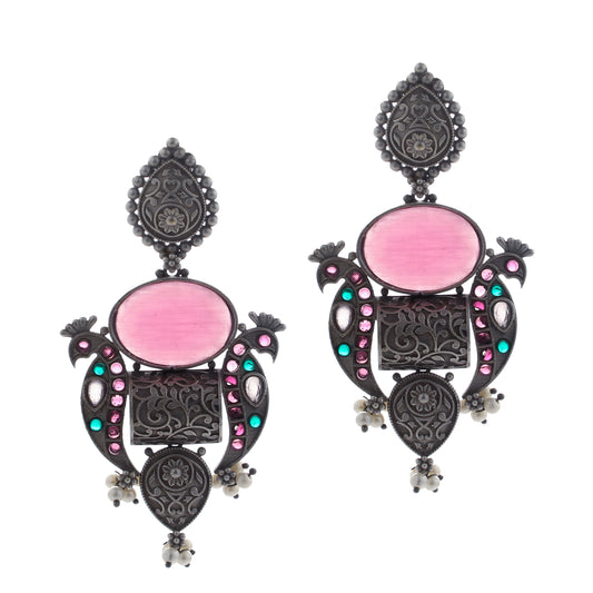 Pink Oxidised Earrings