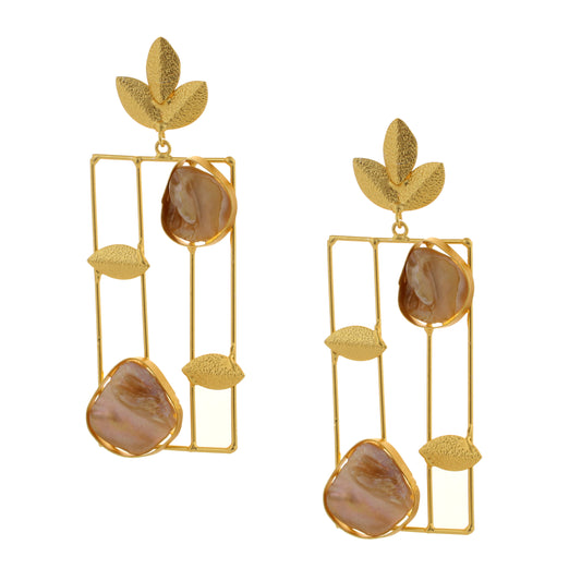 Brass Dangle Earrings- Gold