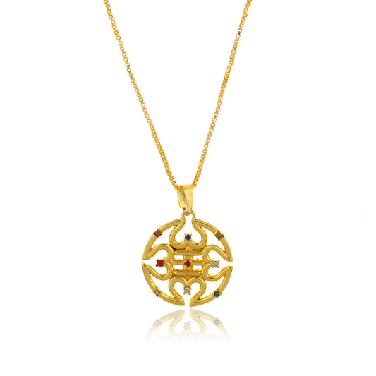 Gold Plated Unisex OM Pendant With Chain For Men Women Boys Girls Gold-plated Pendant Set