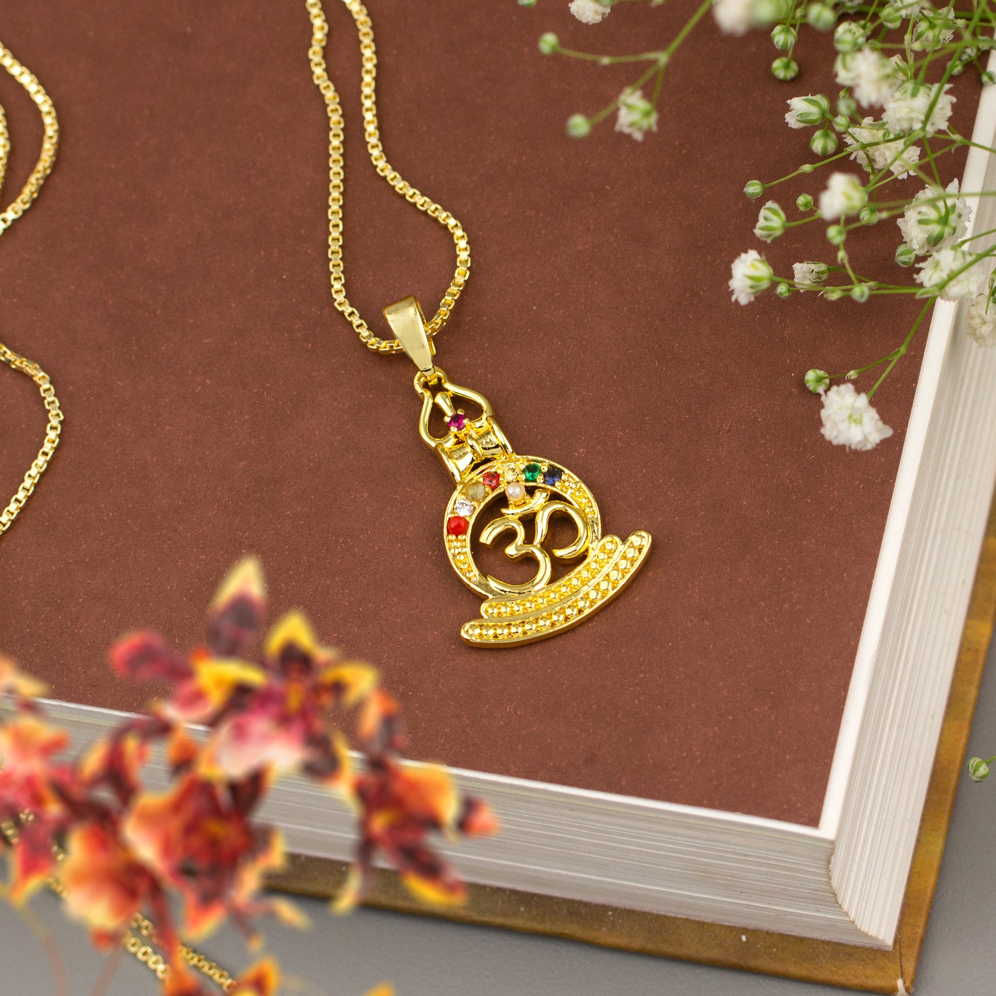 LORD SHIVA DESIGNER PENDANT FOR UNISEX GOLD PLATED OM PENDANT WITH CHAIN