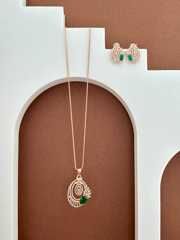 Ornate Green Gemstone CZ Ensemble