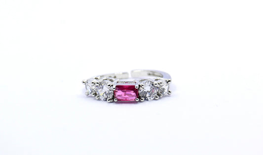 Classic CZ Ring with Ruby Red Center