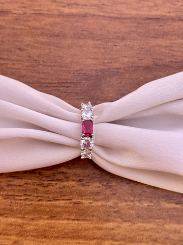 Classic CZ Ring with Ruby Red Center