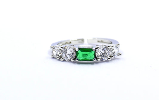 Elegant CZ Ring with Emerald Green Center