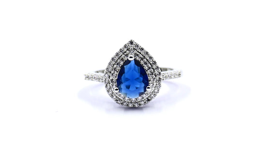 Royal CZ Ring with Sapphire Blue Gemstone