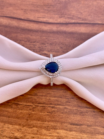 Royal CZ Ring with Sapphire Blue Gemstone