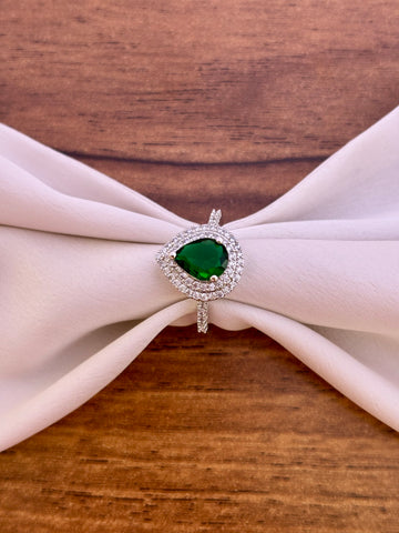 Majestic CZ Ring with Emerald Pear