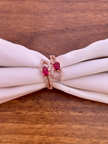 Graceful CZ Earrings with Ruby Teardrops