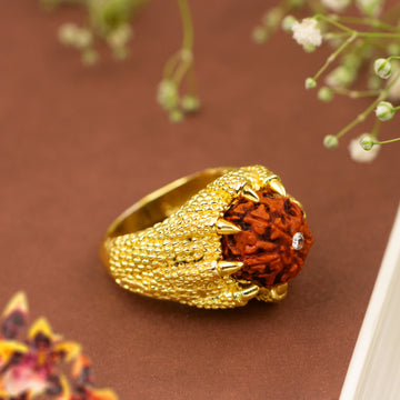 Yellow Gold Rudraksha Ring Brass Gold Plated Ring