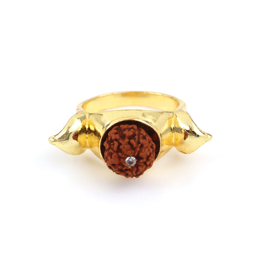 Yellow Gold Rudraksha Ring Brass Gold Plated Ring