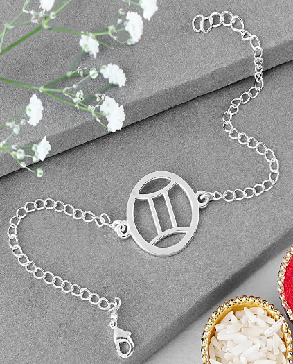 Gemini Charm Silver Rakhi