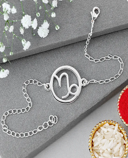 Capricorn Charm Silver Rakhi