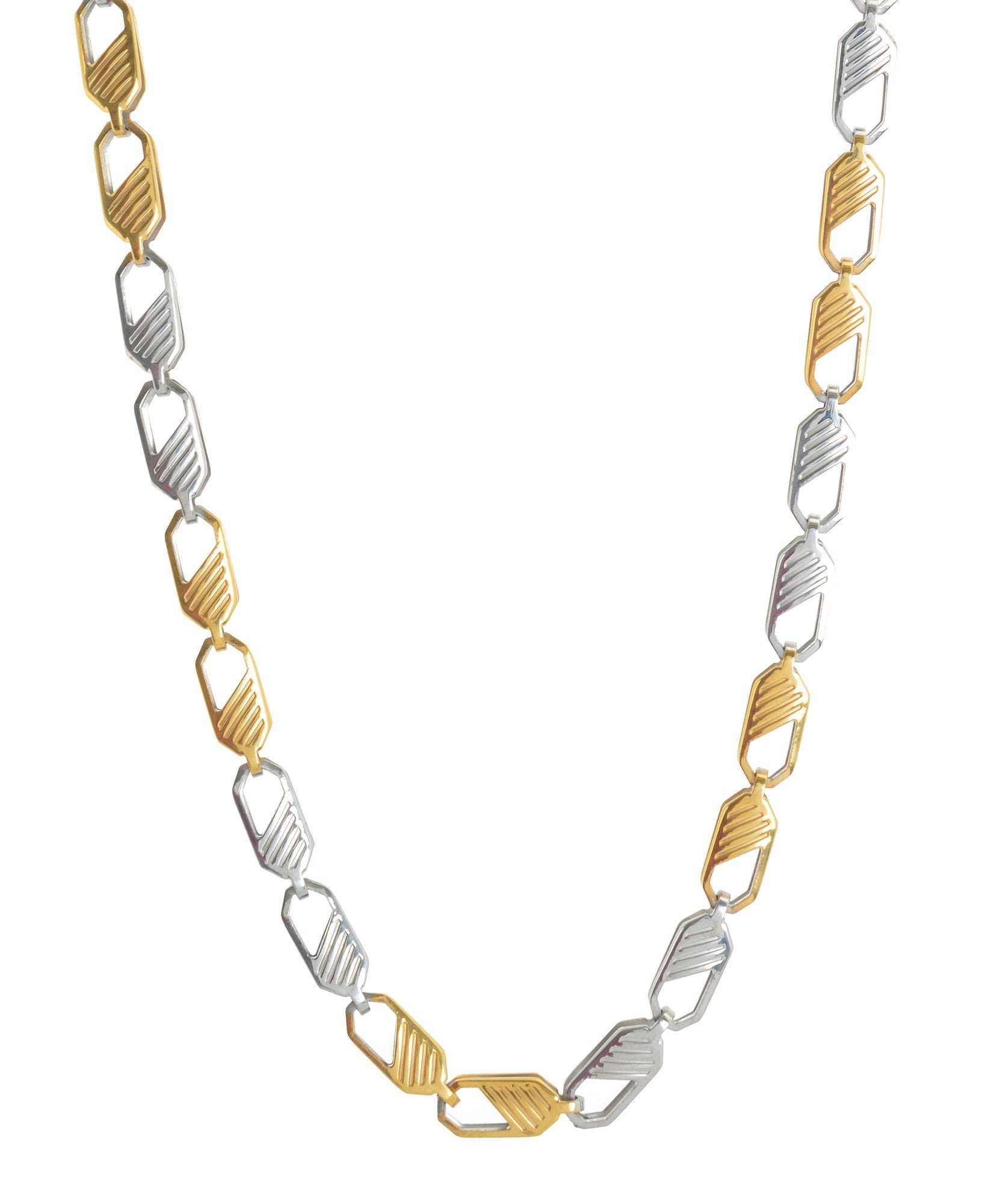 Sanaa Creations Mens Style Stainless Steel Silver,Gold Rhodium Plated Mens chain for Men & Boys Fashion Jewellery Daily/Party Wear Stylish Fashion Jewellery for Men & Boys(1CH111)