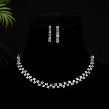 Rubi - Sterling Silver Platted Elegant Cubic Necklace Set for Women