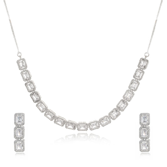 Aanika - Sterling Silver Platted Elegant Cubic Set for Women