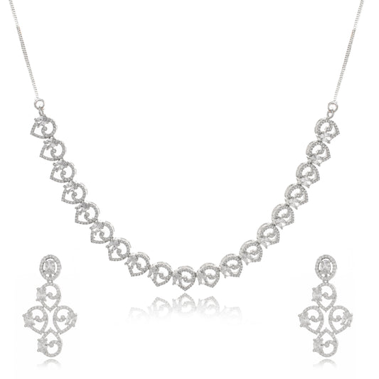 Jinisha - Diamond/White Stones Necklace Jewellery Set