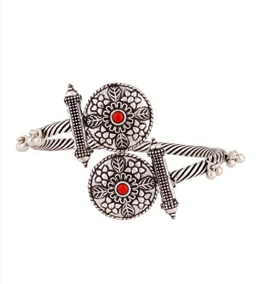 Silver-Plated Stone Studded Bangle