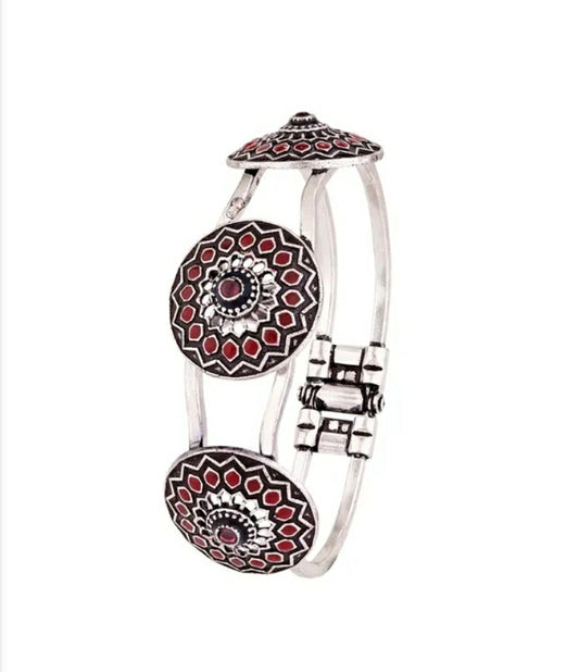 Silver-Plated Stone Studded Bangle