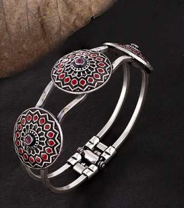 Silver-Plated Stone Studded Bangle