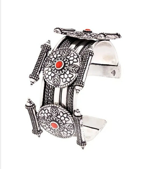 Silver-Plated Stone Studded Bangle