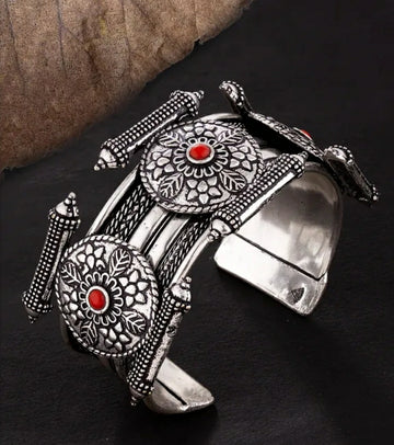 Silver-Plated Stone Studded Bangle